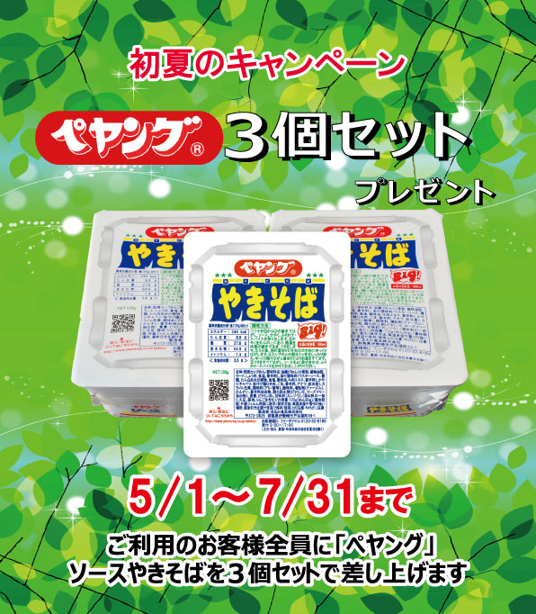 【初夏のキャンペーン】ペヤング やきそば 3個セット プレゼント