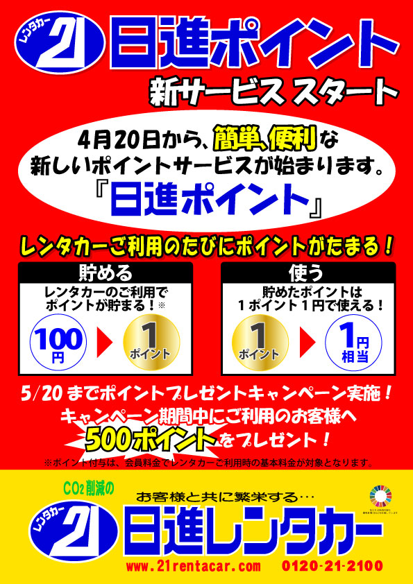 4月20日から新しいポイントサービス『日進ポイント』始まります。